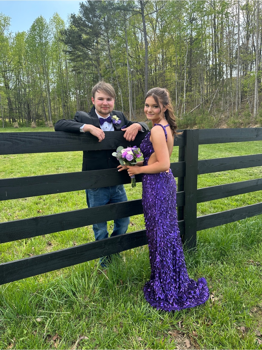 Sherri Hill Purple Sequin Evening Dress